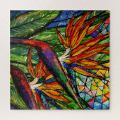 Mooie Tropische gebrandschilderd glas kunst puzzel Legpuzzel (Horizontaal)