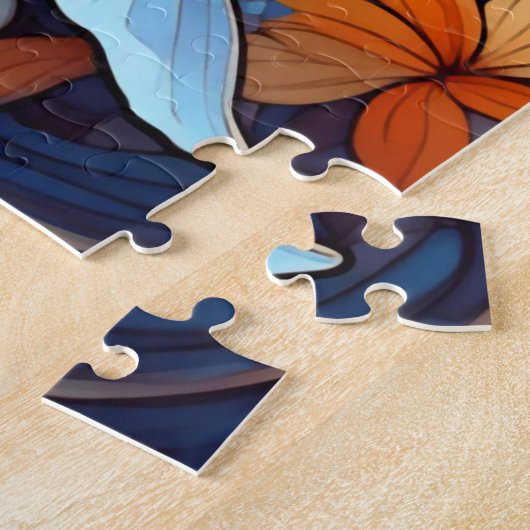 Mooie Tropische gebrandschilderd glas kunst puzzel Legpuzzel (Zijkant)