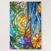 Mooie Tropische gebrandschilderd glas kunst puzzel Legpuzzel (Verticaal)