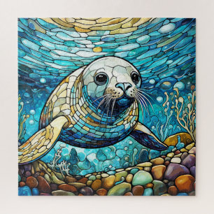 Mooie Tropische gebrandschilderd glas kunst puzzel Legpuzzel