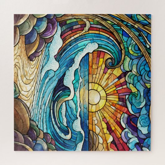 Mooie Tropische gebrandschilderd glas kunst puzzel Legpuzzel (Horizontaal)