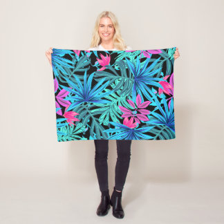 Mooie Tropische Leaves Fleece Deken