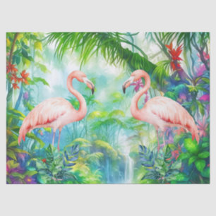 Mooie tropische roze flamingo's decoupage tissuepapier