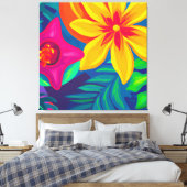 Mooie tropische schilderkunst canvas afdruk (Insitu (Slaapkamer))
