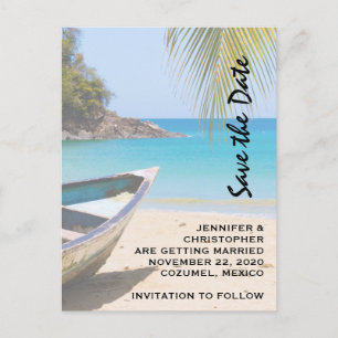 Mooie Tropische Strand Bruiloft Save the Date Uitnodiging Briefkaart