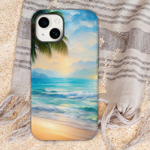 Mooie tropische strand en palmbomen in de oceaan Case-Mate iPhone 14 hoesje