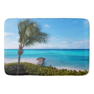 Mooie Tropische Strand Waaierige Palmboom Badmat