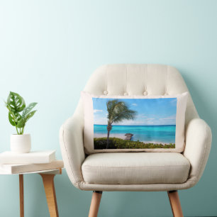 Mooie Tropische Strand Waaierige Palmboom Kussen