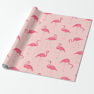 Mooie Tropische Waterverf Roze Flamingo Patroon Cadeaupapier