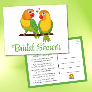 Mooie Trouw Vogels Groen Onvolière Bruiloft Feest Uitnodiging Briefkaart