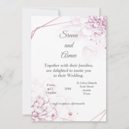 Mooie trouwkaart, roze bloemen kaart