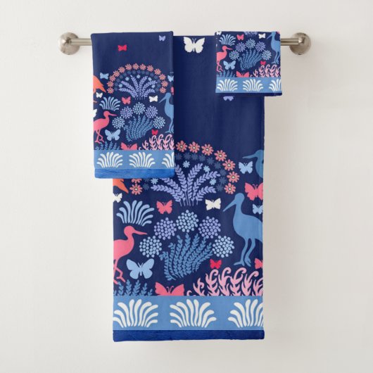 Mooie tuin grens vlinder vogel bloemen bad handdoek (Insitu)