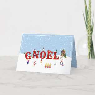 Mooie Tuinkabouter G-Noel Kleurrijk Kerstscène Feestdagen Kaart