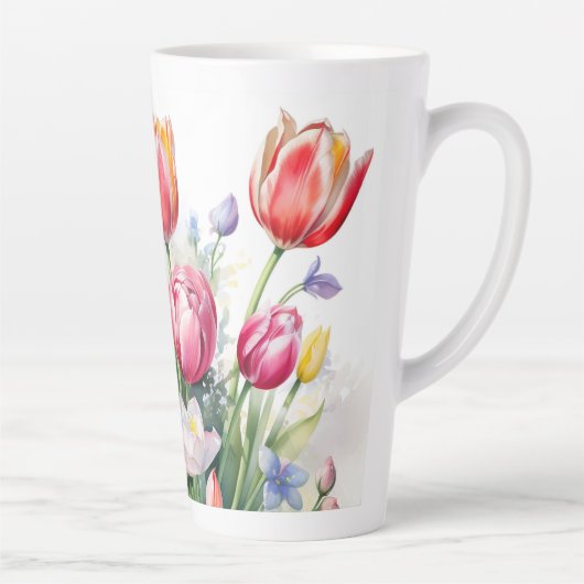 Mooie Tulip Flower Latte Mok (Rechts)