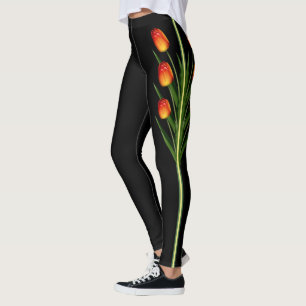 Mooie Tulp Bloemen op Zwart Leggings