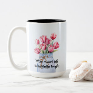 Mooie tulp voor Moederdag Tweekleurige Koffiemok