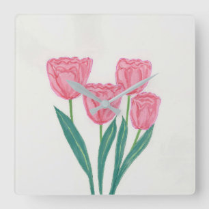 Mooie tulpen vierkante klok