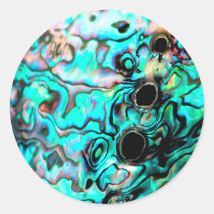 Mooie turquoise abalone paua shell ronde sticker