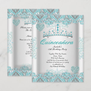 Mooie Turquoise Blauwe Quinceanera Feest Tiara Har Kaart