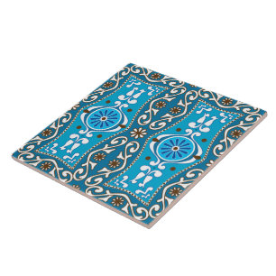 💙 mooie turquoise - brown Azulejos, 8, Tegeltje