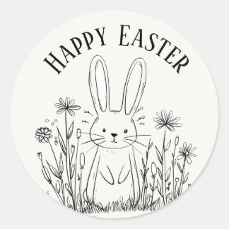 Mooie turquoise konijn happy Pasen stickers