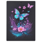 Mooie turquoise roze schattige vlinder bloemen klembord (Achterkant)