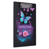 Mooie turquoise roze schattige vlinder bloemen klembord (Rechts)