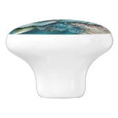 Mooie turquoise Rozen Keramische Knop (Zijkant)