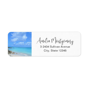 Mooie Turquoise Tropisch Strand - Adres Etiket