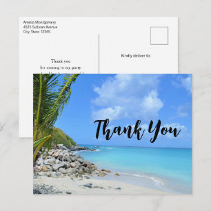 Mooie Turquoise Tropisch Strand Bedankt Briefkaart