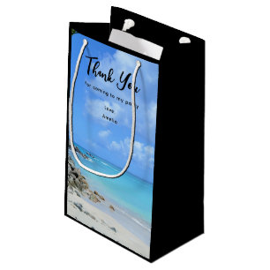 Mooie Turquoise Tropisch Strand Bedankt Klein Cadeauzakje