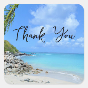 Mooie Turquoise Tropisch Strand Bedankt Vierkante Sticker