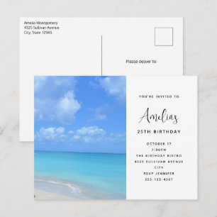 Mooie turquoise tropische strand verjaardag briefkaart