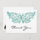 Mooie turquoise vlinder Dank u Briefkaarten (Voorkant / Achterkant)