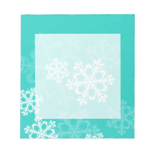 Mooie turquoise witte Kerstsneeuwvlokken Notitieblok