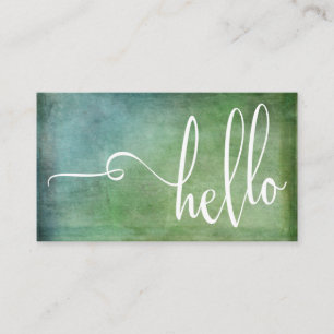 Mooie typografie met 'Hello' in het groen en turqu Visitekaartje