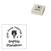 Mooie uil boek naam kinderen bibliotheek stempel M (Gestempeld)
