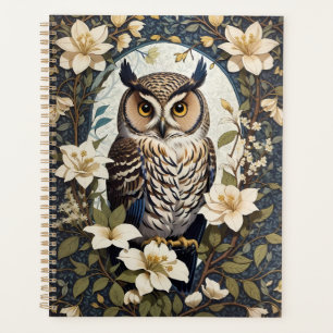 Mooie uil en jasmijn bloemen planner