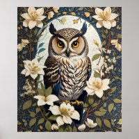 Mooie uil en jasmijn bloemen