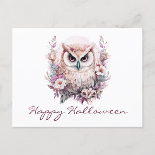 Mooie Uil Floral Happy Halloween Feestdagenkaart