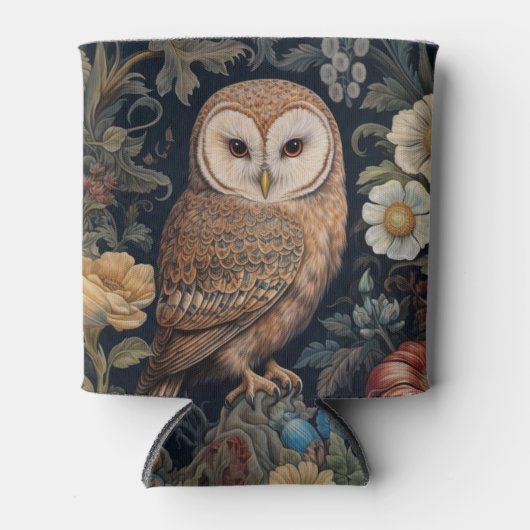 Mooie uil in de tuin art nouveau stijl blikjeskoeler (Voorkant)