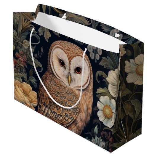 Mooie uil in de tuin art nouveau stijl groot cadeauzakje (Achterkant Gekanteld)