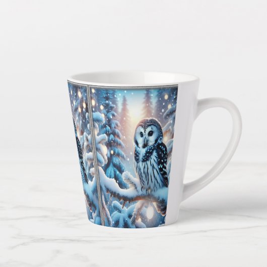 Mooie uil in een winter wonderland Kerstmis Latte Mok (Rechts)