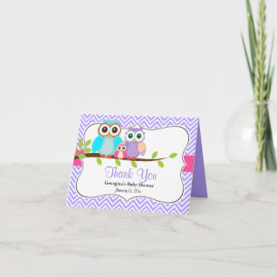 Mooie Uil Meisje Baby Shower Bedankkaart