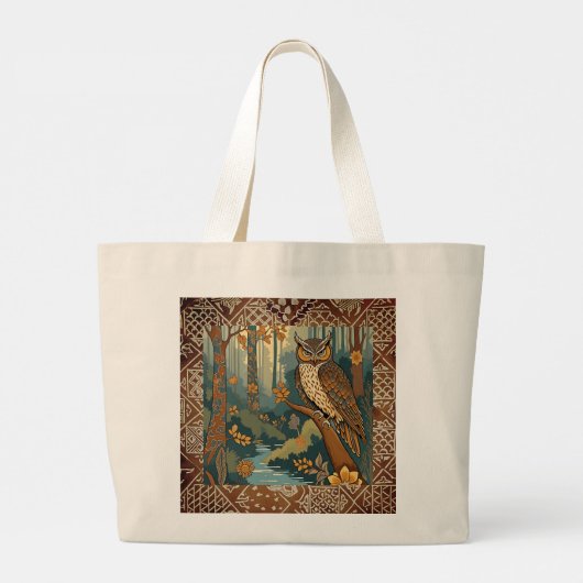 Mooie  Uil met Batik Canvas tas (Achterkant)