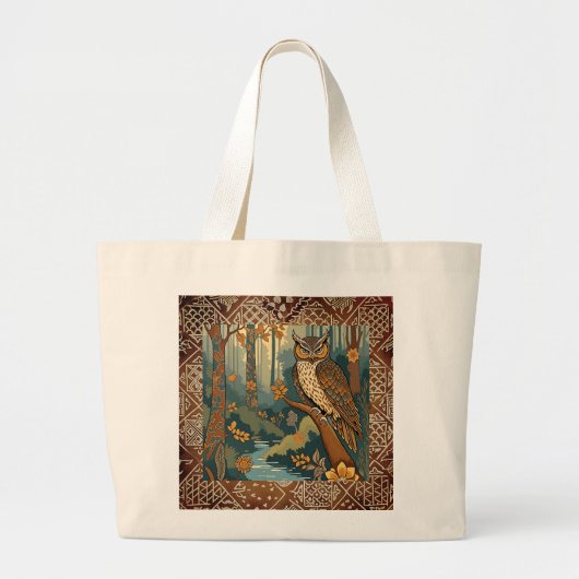Mooie Uil met Batik Canvas tas (Voorkant)