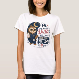 Mooie uil nachtdienst verpleegster RN illustratie T-shirt