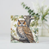 Mooie Uil Zittend op een Boomtak Kaart (Staand voorkant)