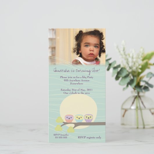 Mooie Uilen Meisjes Verjaardagsfeestje Premium Uit (Staand voorkant)