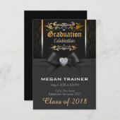 Mooie uitnodiging voor Afstuderen in zwart-wit en  (Voorkant / Achterkant)